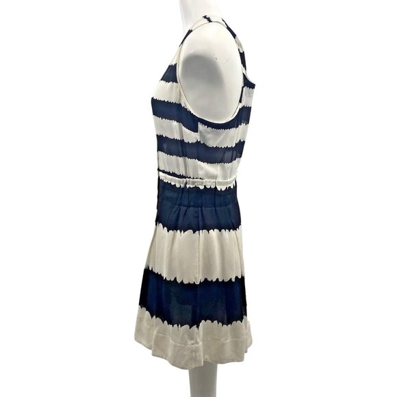 A.L.C. Size S Bexley Streaky Stripe Button Down Dress Silk Mini White Black $498 - Picture 3 of 10